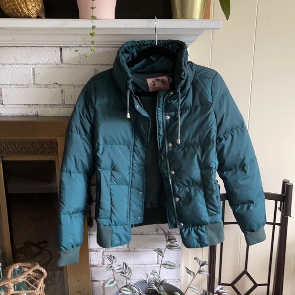 Juicy Couture Green down puffer jacket small